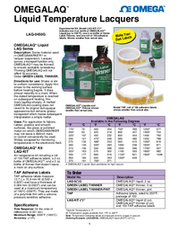 Thumbnail of document Data Sheet - LAQ OMEGALAQ Liquid Temperature Indicating Lacquers